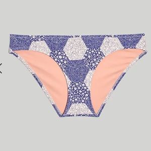 Madewell Blue & White Second Wave Classic Patchwork Floral Bikini Bottoms NWT S